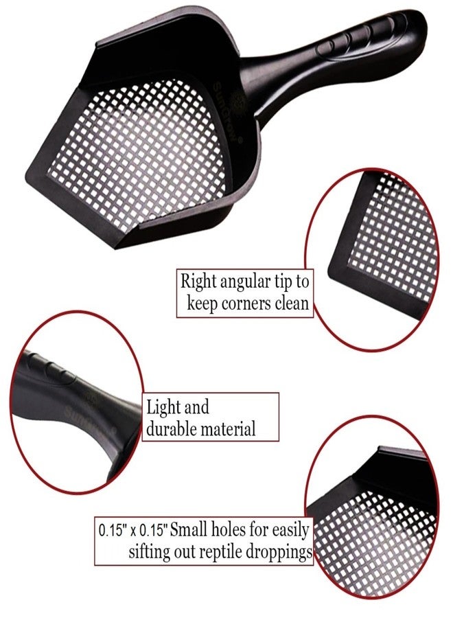 SunGrow Reptile Litter Scoop, Pointed Edge for Terrariums, Right-Angled Deep Shovel for Reptiles & Cats, Durable Plastic, Black, 1 Pack - Image 3