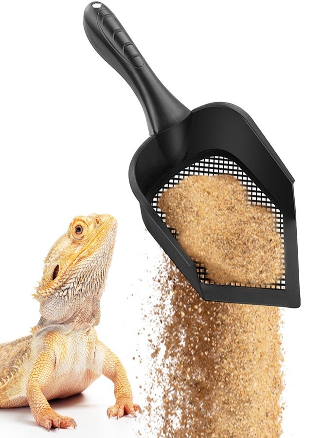 SunGrow Reptile Litter Scoop, Pointed Edge for Terrariums, Right-Angled Deep Shovel for Reptiles & Cats, Durable Plastic, Black, 1 Pack - Image 1