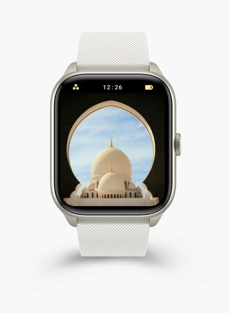 iQIBLA Quran Watch S2 Smartwatch For Unisex AMOLED Display Bluetooth Calling Watch IP67 Waterproof Fitness Watches Compatible With Android iOS Full Quran Recitation Prayer Reminder iQibla QWatch S2 Smart Watch White - Image 1