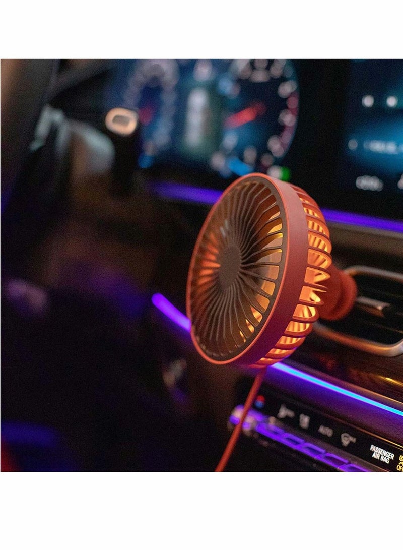 Excefore Stylish Vehicle Air Vent Mounted Fan Car Accessories Portable Personal Fan Car Cooling Fan with 360-degree Rotation and Adjustable 3 Speed Quiet Air Vent Mounted 5V USB Cooling Fan - Image 2