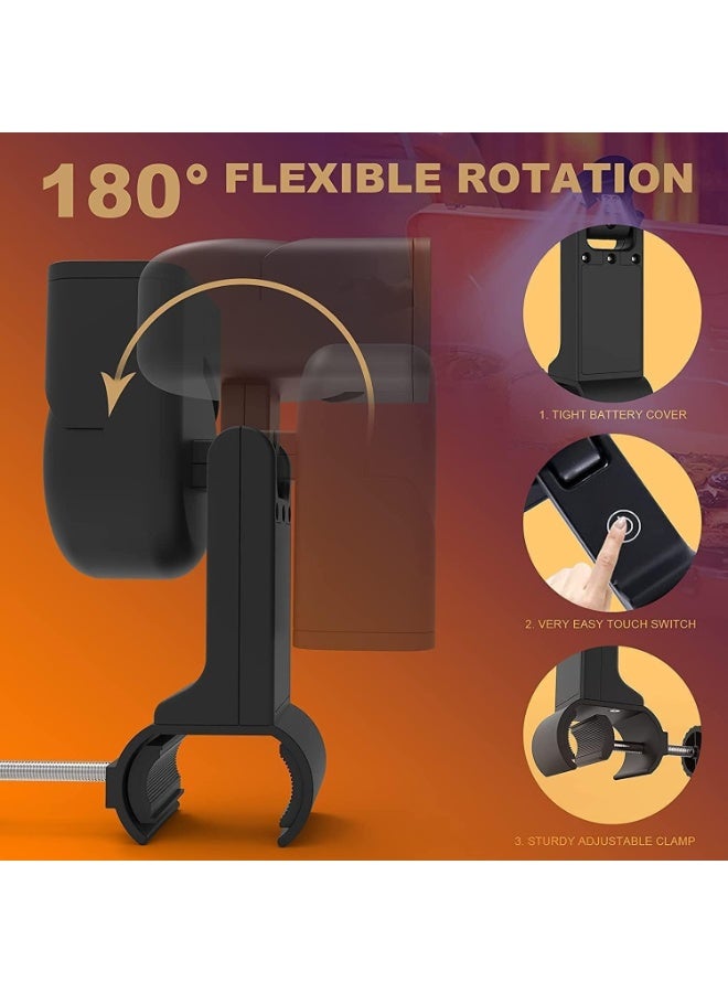 LED BBQ Grill Light with Adjustable Clamp, Super Bright Dual Head Grill Lamp, 10 LED, 90° Rotatable, Heat Resistant, Battery Powered, for Outdoor Cooking, Camping, Black - Image 3