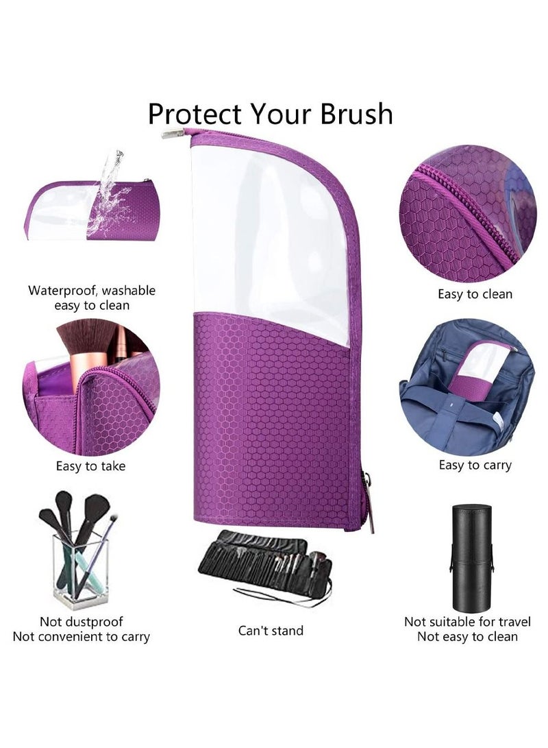 MARGOUN حافظة فرش المكياج منظم حقيبة قلم متعددة الوظائف شفافة مستحضرات التجميل حقيبة أدوات التجميل والقرطاسية - Image 5