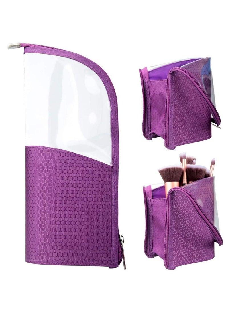 MARGOUN حافظة فرش المكياج منظم حقيبة قلم متعددة الوظائف شفافة مستحضرات التجميل حقيبة أدوات التجميل والقرطاسية - Image 1