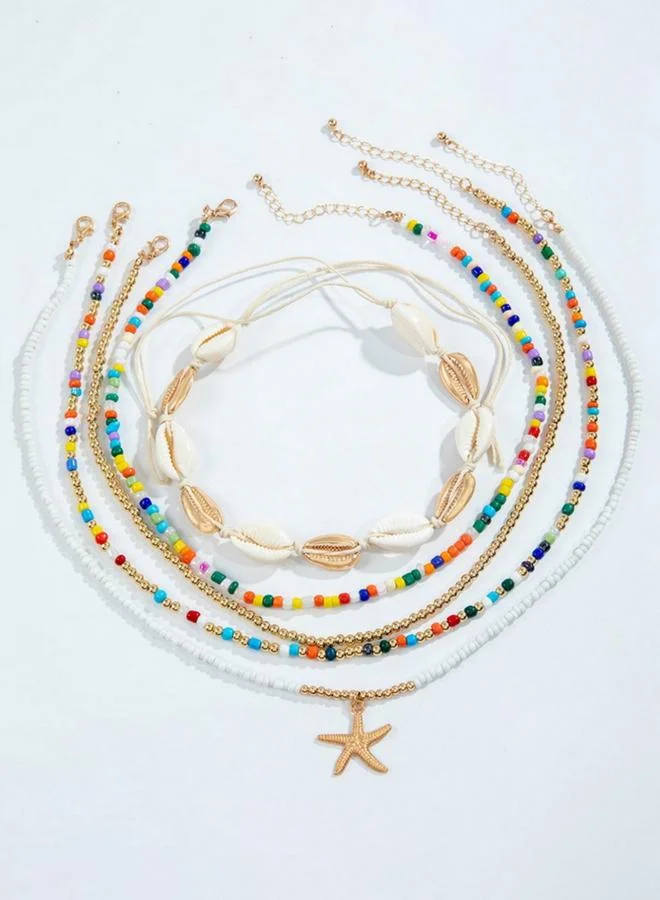 Take Two  Pack of 5 - Colorful Layered Beaded Necklaces for Women | Best Price UAE