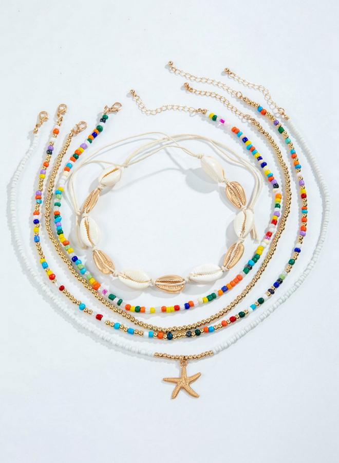 Take Two Pack of 5 - Colorful Layered Beaded Necklaces - Image 5