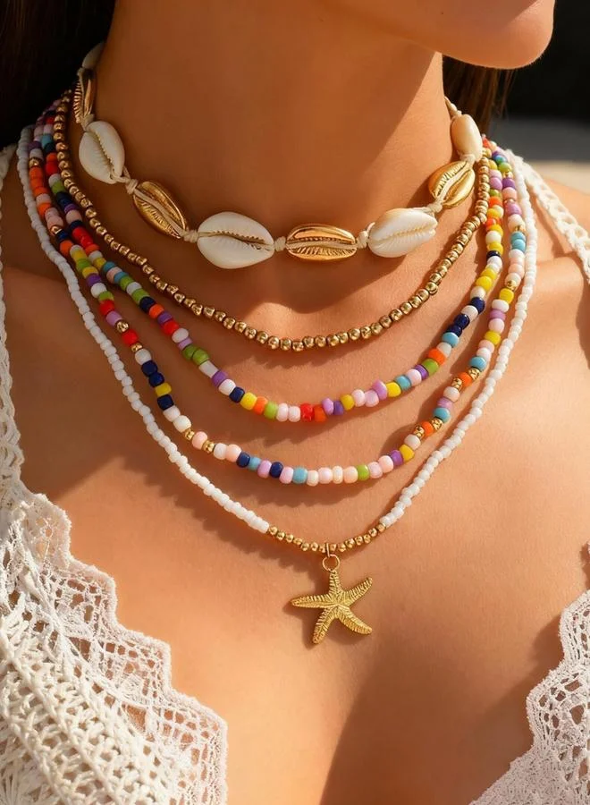 Take Two Pack of 5 - Colorful Layered Beaded Necklaces