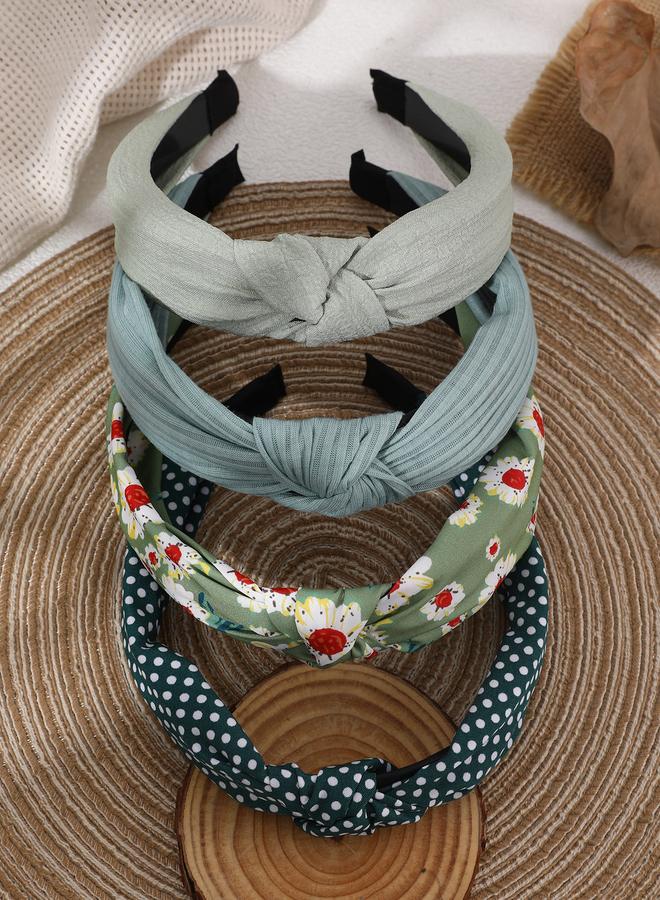Take Two Set of 4 - Flower Print Knot Headband - Image 1