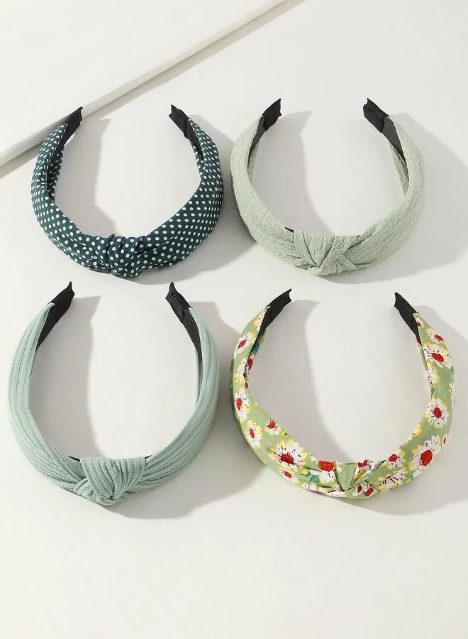 Take Two Set of 4 - Flower Print Knot Headband