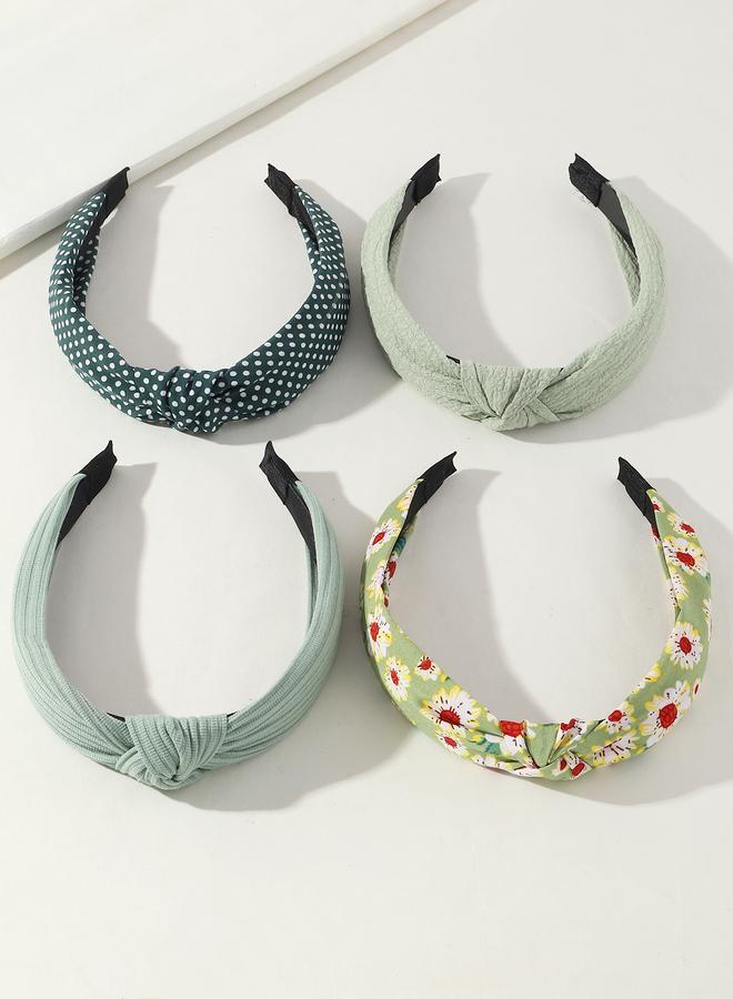 Take Two Set of 4 - Flower Print Knot Headband - Image 2
