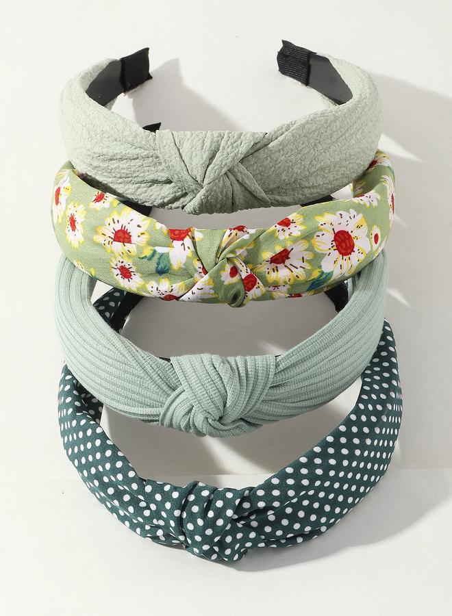 Take Two Set of 4 - Flower Print Knot Headband - Image 3