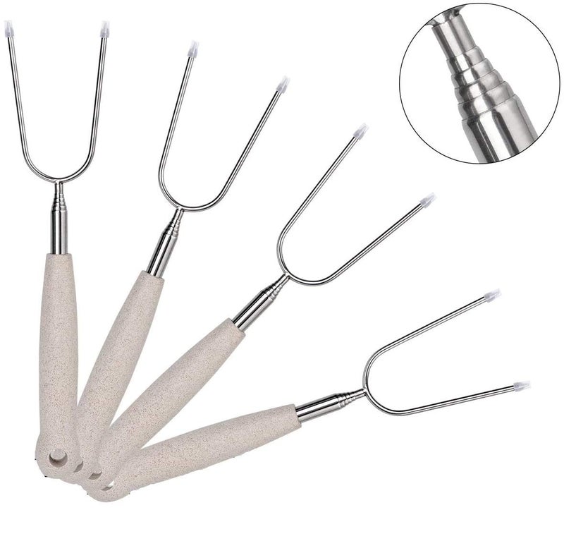 NILKANTH® - New Retractable Marshmallow Stick,Heavy-Duty Stainless Steel BBQ skewers & BBQ Forks,Strong and Durable,Used for Campfire,Firepit and Sausage BBQ Tool (Pack 4) - Image 1