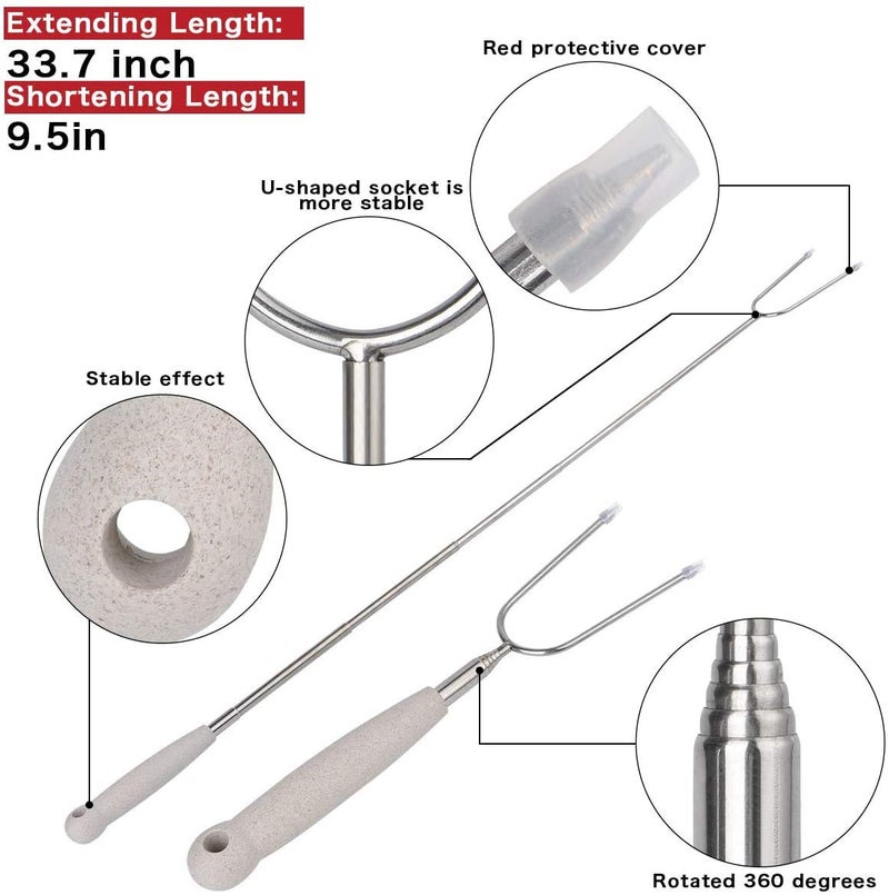 NILKANTH® - New Retractable Marshmallow Stick,Heavy-Duty Stainless Steel BBQ skewers & BBQ Forks,Strong and Durable,Used for Campfire,Firepit and Sausage BBQ Tool (Pack 4) - Image 2