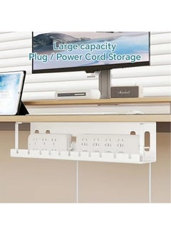 Arabest Deluxe Metal Under Desk Cable Management Tray - Organize Cables, Wires, and Sockets with Ease - No-Drill Installation, for Home Office, Standing Desk, and Workspace Clutter Control (White)  - Image 3