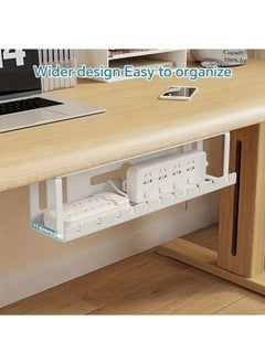 Arabest Deluxe Metal Under Desk Cable Management Tray - Organize Cables, Wires, and Sockets with Ease - No-Drill Installation, for Home Office, Standing Desk, and Workspace Clutter Control (White)  - Image 5
