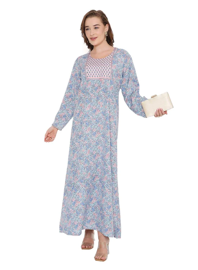 HANA & SARA LONG SLEEVE STYLISH PRINTED LONG ARABIC FARASHA KAFTAN JALABIYA DRESSES