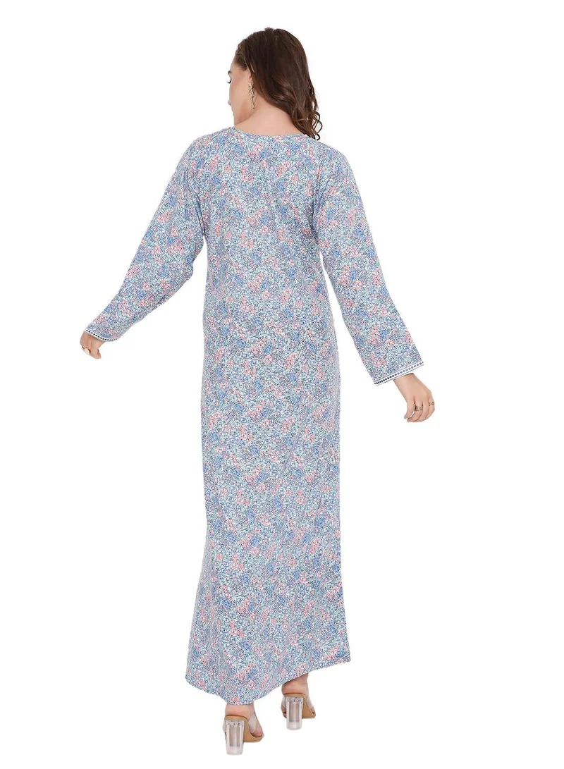 HANA & SARA LONG SLEEVE STYLISH PRINTED LONG ARABIC FARASHA KAFTAN JALABIYA DRESSES
