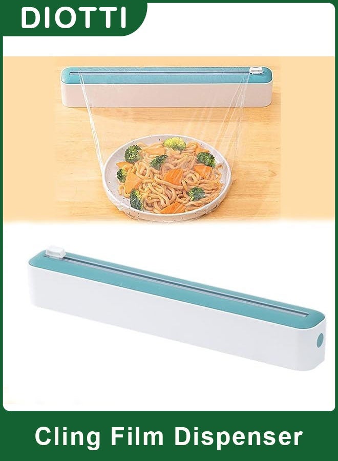ديوتي موزع أغشية التغليف والرقائق المعدنية على شكل كوب شفط مع قاطع منزلق ثنائي الاتجاه، حامل غلاف قابل لإعادة التعبئة لطاولة المطبخ أو الحائط - Image 1