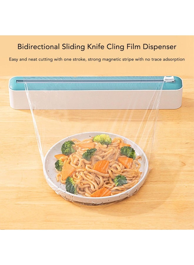 ديوتي موزع أغشية التغليف والرقائق المعدنية على شكل كوب شفط مع قاطع منزلق ثنائي الاتجاه، حامل غلاف قابل لإعادة التعبئة لطاولة المطبخ أو الحائط - Image 3