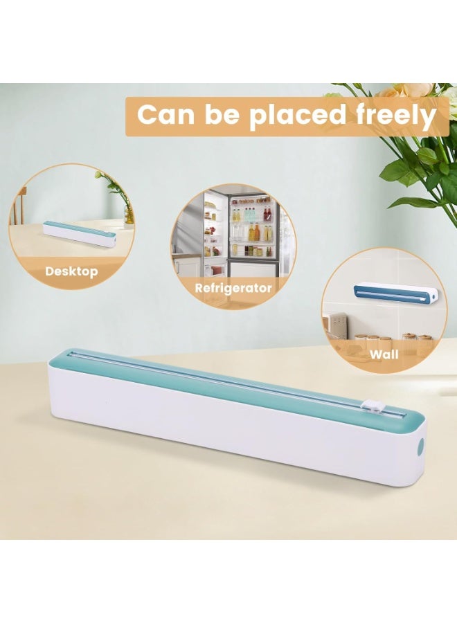 ديوتي موزع أغشية التغليف والرقائق المعدنية على شكل كوب شفط مع قاطع منزلق ثنائي الاتجاه، حامل غلاف قابل لإعادة التعبئة لطاولة المطبخ أو الحائط - Image 4