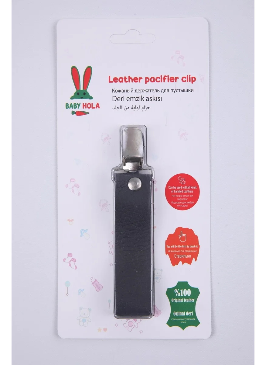 Baby Hola Babyhola Pacifier Strap with Protected Metal Clip 100% Genuine Leather Specially Packaged Gift 1072-1