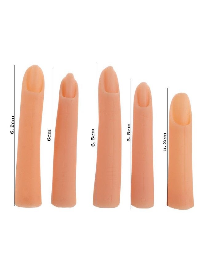 Pokinge 5Pcs Silicone Practice Fingers,Fake Nail Training Finger Soft Realistic Joint Nail Practice Fingers Manicure False Fingers for Hand Nail Art Training Display Tools - Image 2