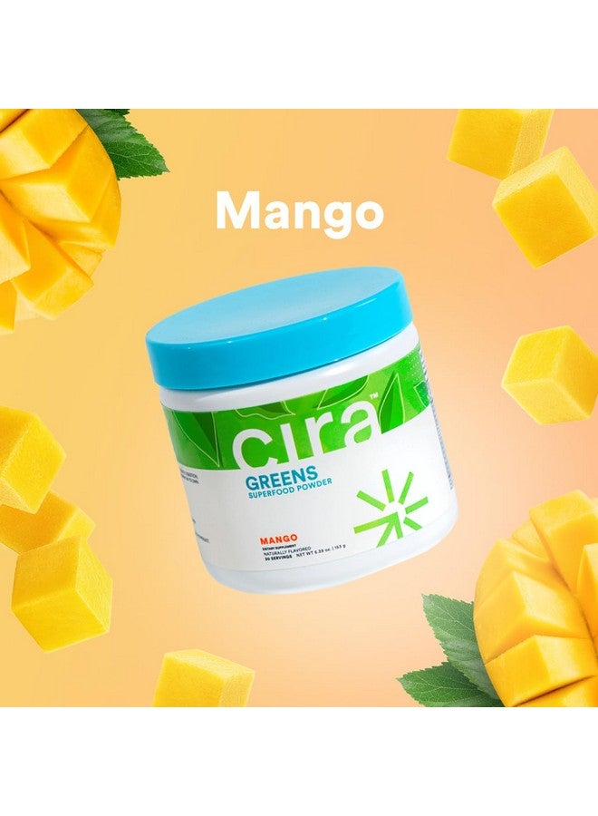 Cira Daily Greens - Naturally Sweetened, Organic Spirulina Superfood Powder with Premium, Antioxidant-Rich Ingredients for Debloating, Digestion, & Energy - Mango, 30 Servings - Image 2