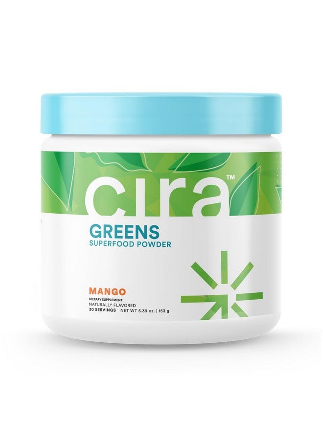 Cira Daily Greens - Naturally Sweetened, Organic Spirulina Superfood Powder with Premium, Antioxidant-Rich Ingredients for Debloating, Digestion, & Energy - Mango, 30 Servings - Image 1
