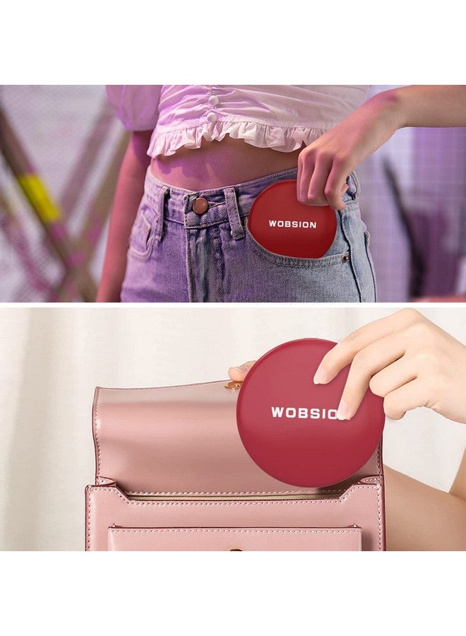 ووبسيون مرآة سفر مع مرآة مكبرة خفيفة 1X/10X، مرآة مكياج صغيرة محمولة باليد ذات وجهين، مرآة مكياج صغيرة بحجم 3.5 بوصة للمحفظة، مرآة بحجم السفر لحقيبة اليد، أحمر خمري - Image 4