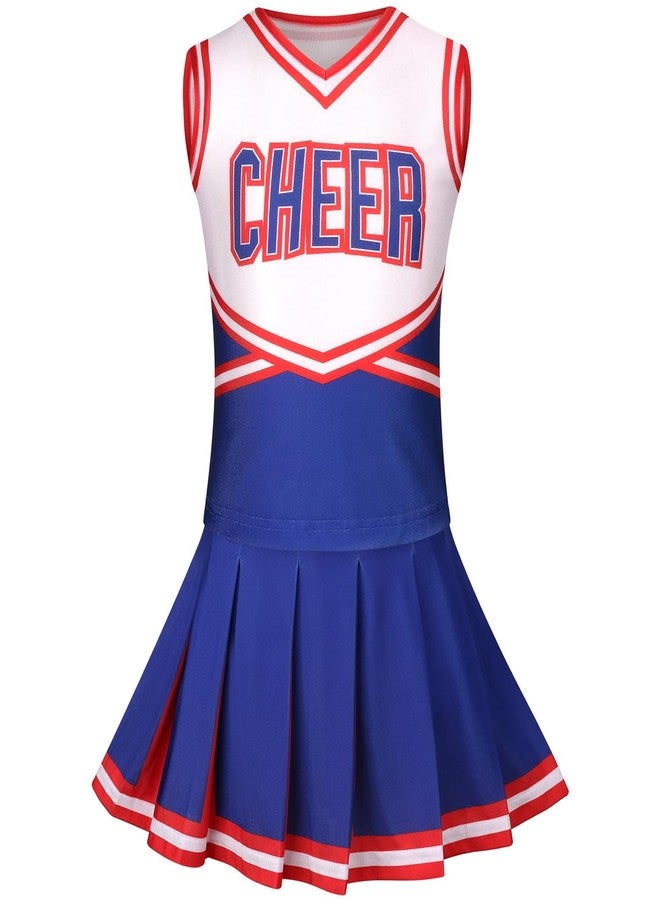 GRAJTCIN Girls Cheerleader Costume Kids Cheer Uniform Cheerleading Outfit Halloween Fancy Dress for 10-12 Years (150, Blue) - Image 3