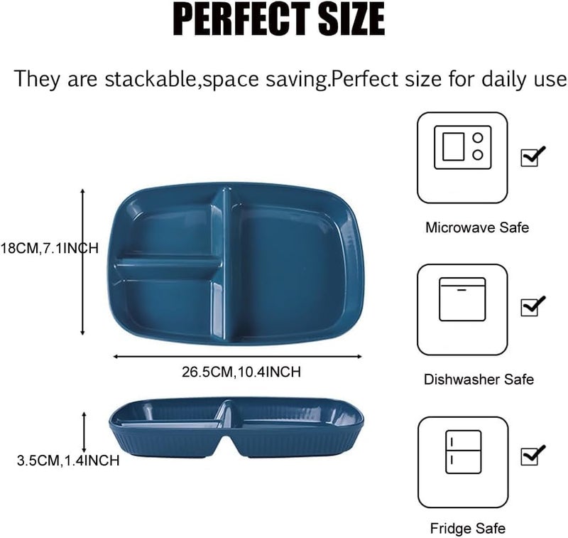 yomith Divided Dinner Plates with 3 Compartment Wheat Straw Unbreakable Portion Control Rectangular Meal Plate Microwave Safe for Daily Use Party Supplies Multicolor 105 inch Pack of 8 - Image 2