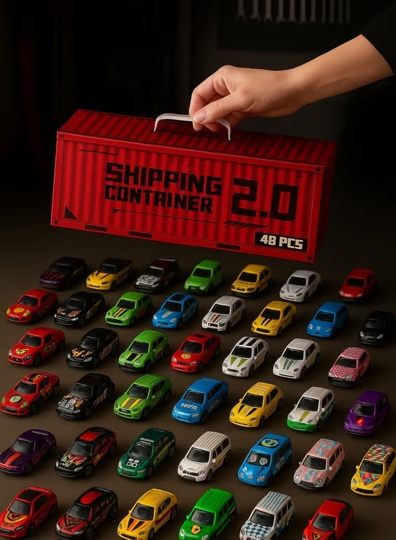 باكا رابيت مجموعة ألعاب سيارات مصبوبة للأطفال - 48 سيارة معدنية صغيرة فريدة مع حقيبة تخزين في المرآب - لعبة تعليمية وممتعة للأولاد والبنات من سن 3 سنوات فما فوق - Image 2