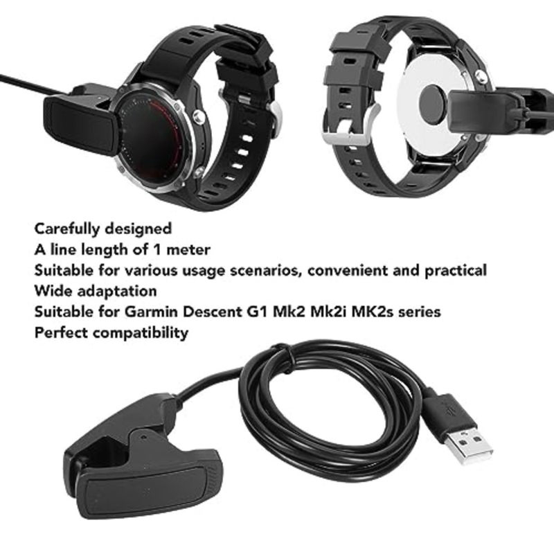 بالنسبة إلى Descent G1 Mk1 Mk2 Mk2i Mk2S: قاعدة كابل شحن USB بطول 3.3 قدم، كابل أسود مضفر من النايلون، شحن سريع 5V1A لملحقات كمبيوتر الغوص - Image 2
