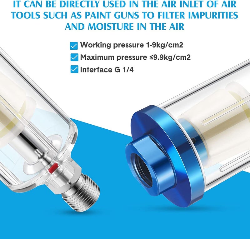 Kawn Mini Air Oil Water Separator Filter for Compressor Spray Paint Tool 1/4 - Image 4