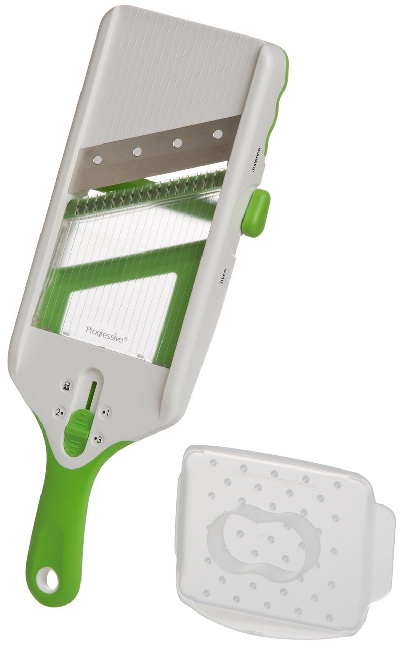 Progressive PrepSolutions Adjust-A-Slice & Julienne Mandoline, White & Green – Adjustable Slicer for Fruits and Vegetables - Image 2