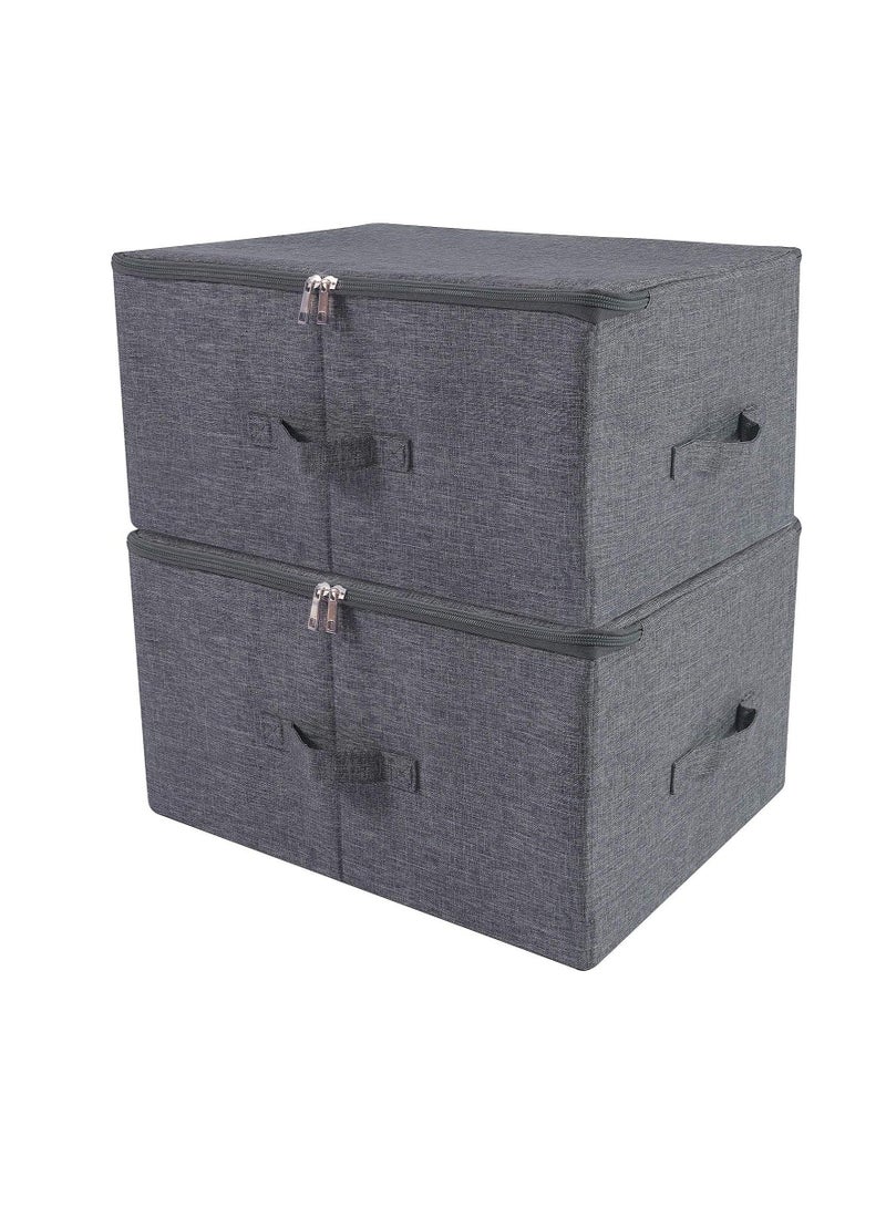 DUNISO 2 Pieces foldable covered storage boxes, lockers with handles, wardrobe storage containers, fabric storage baskets, wardrobe organizing boxes, wardrobes, shelves, office storage boxes - Image 4