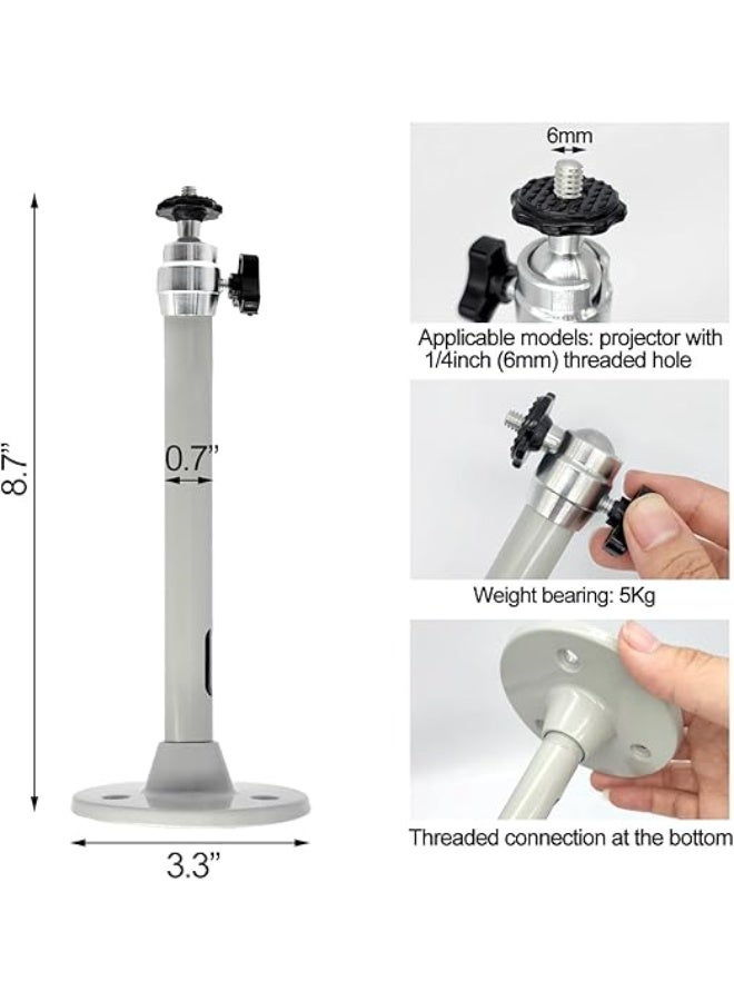 Mini Projector Wall & Ceiling Mount – 360° Rotating Bracket with 1/4" (6mm) Threaded Holes, 5 kg Capacity for Mini Projectors, Digital Cameras, Camcorders, SLRs - Image 2