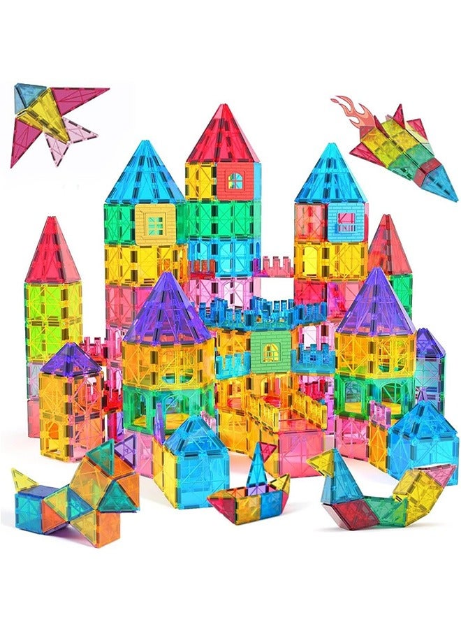 300-Piece Magnetic Tiles Building Blocks for Kids，Educational Kit 3D Building Construction Toy Set Clear Magnetic Stacking Block，Preschool Learning Construction Set for Boys  Girls – Creative Montessori Sensory Play（random patterns） - Image 1