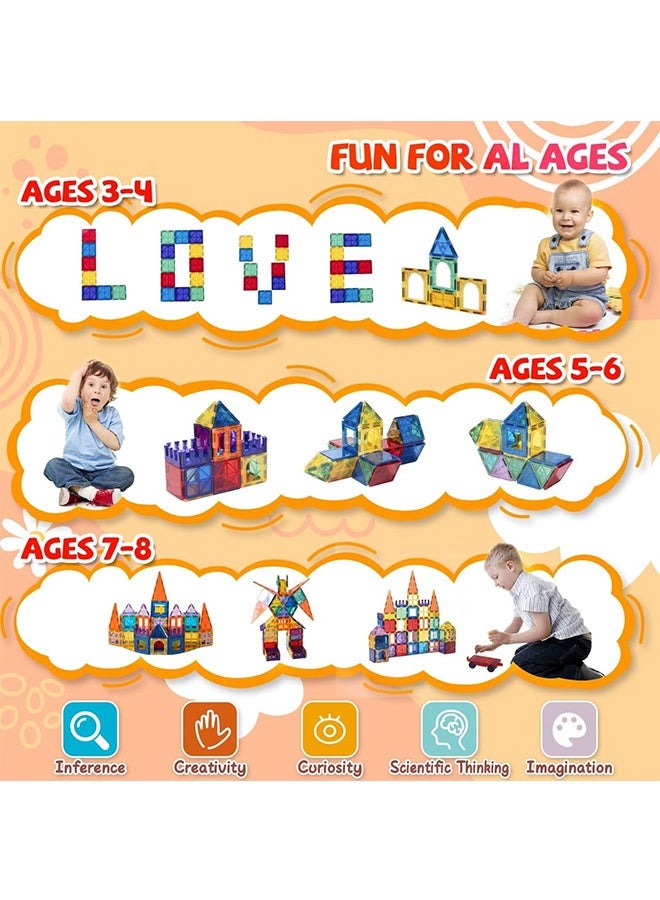 300-Piece Magnetic Tiles Building Blocks for Kids，Educational Kit 3D Building Construction Toy Set Clear Magnetic Stacking Block，Preschool Learning Construction Set for Boys  Girls – Creative Montessori Sensory Play（random patterns） - Image 5