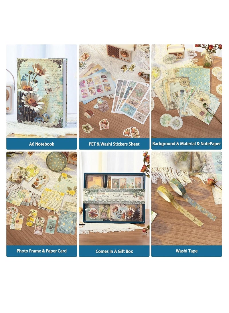 Vintage Scrapbooking Kit Garden Slow Time Series with Journaling Scrapbooking Supplies Stationery A6 Notebook Aesthetic DIY Gift for Teen Girl Adult Female 202pcs  - Image 3
