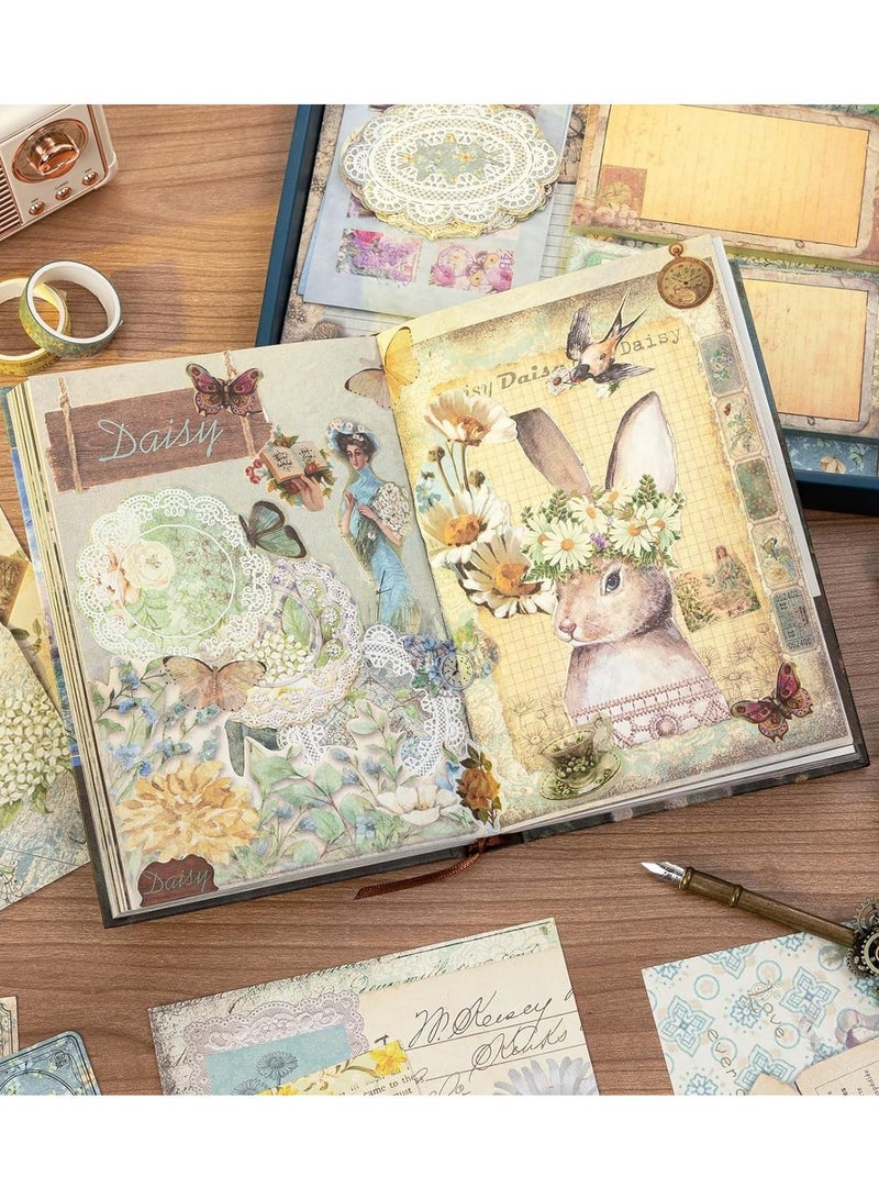 Vintage Scrapbooking Kit Garden Slow Time Series with Journaling Scrapbooking Supplies Stationery A6 Notebook Aesthetic DIY Gift for Teen Girl Adult Female 202pcs  - Image 2