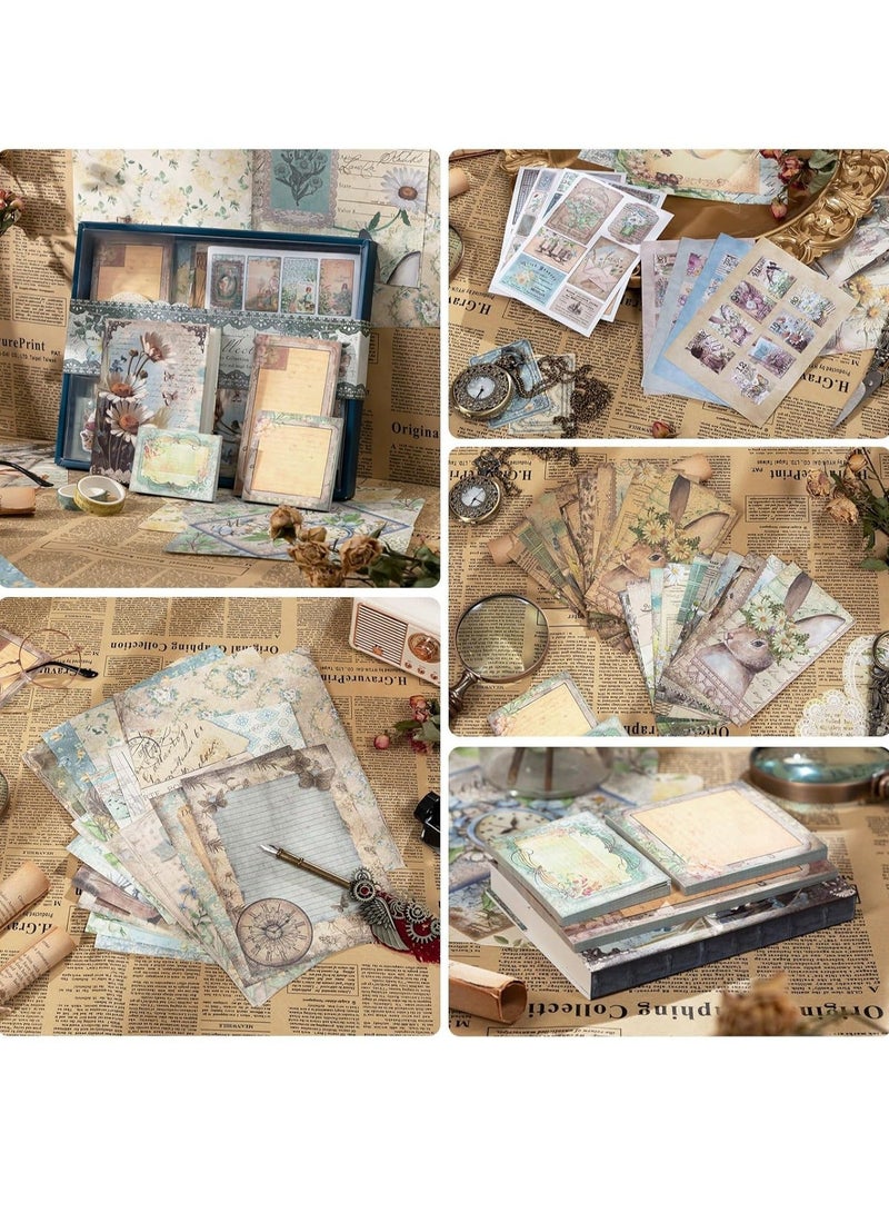 Vintage Scrapbooking Kit Garden Slow Time Series with Journaling Scrapbooking Supplies Stationery A6 Notebook Aesthetic DIY Gift for Teen Girl Adult Female 202pcs  - Image 4