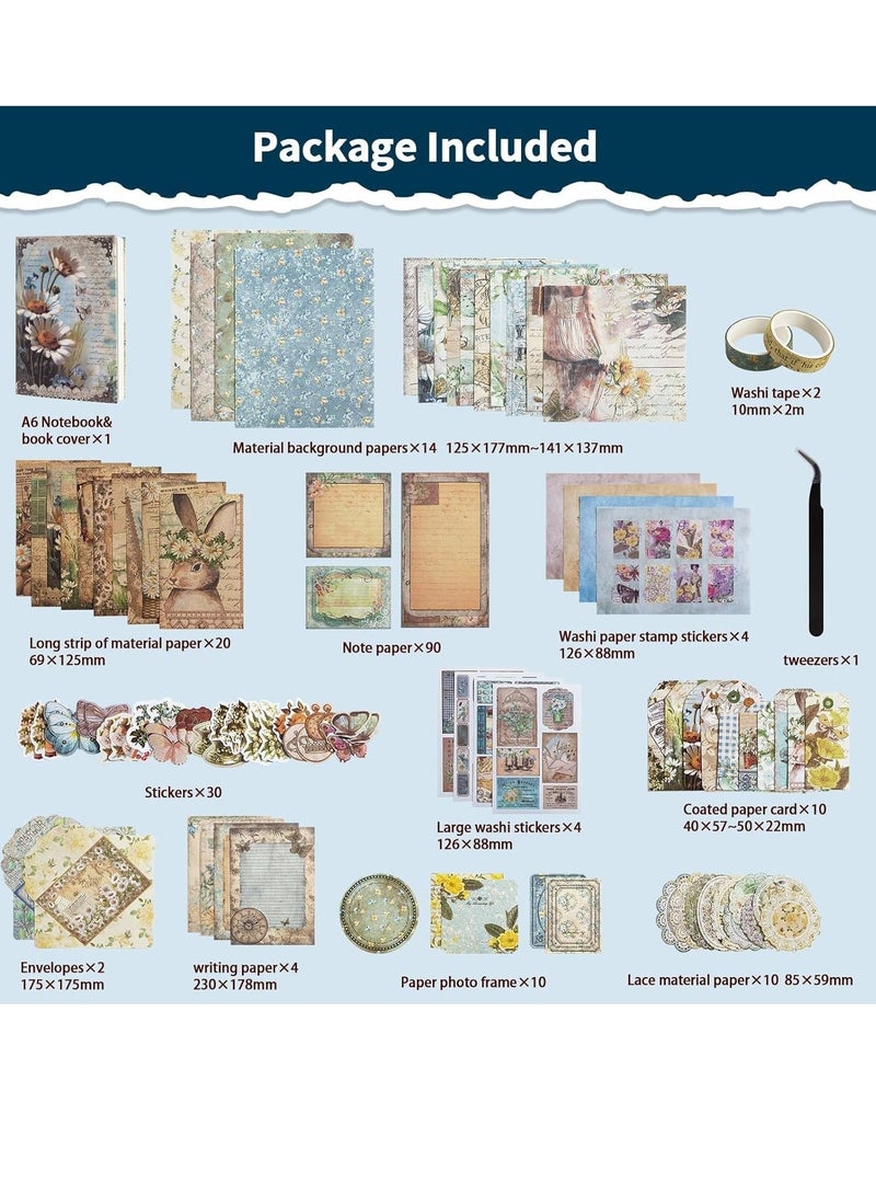 Vintage Scrapbooking Kit Garden Slow Time Series with Journaling Scrapbooking Supplies Stationery A6 Notebook Aesthetic DIY Gift for Teen Girl Adult Female 202pcs  - Image 5