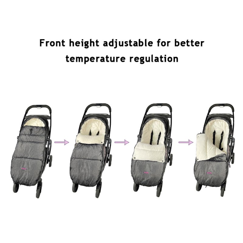 FUNLIFE Waterproof Winter Stroller Footmuff,Universal Bunting Bag Compatible with All Strollers,Filled with 3D Cotton Toddler Stroller Winter Cover M6-4T,Beige - Image 3