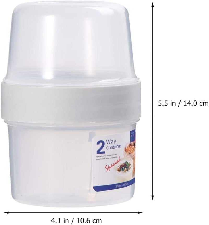 kolorful Breakfast On the Go Portable Plastic Cereal Container MilkOats FoodFruit SaladYogurt Double Layer and Large Capacity Container for TravelOfficeBreakfastLunch Box Storage Jar 360ML - Image 2