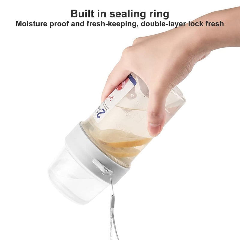 kolorful Breakfast On the Go Portable Plastic Cereal Container MilkOats FoodFruit SaladYogurt Double Layer and Large Capacity Container for TravelOfficeBreakfastLunch Box Storage Jar 360ML - Image 3