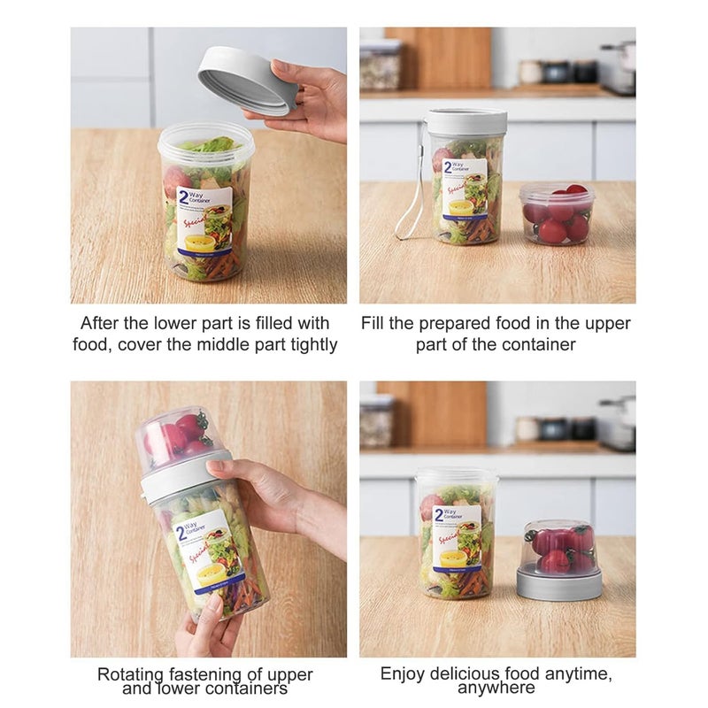 kolorful Breakfast On the Go Portable Plastic Cereal Container MilkOats FoodFruit SaladYogurt Double Layer and Large Capacity Container for TravelOfficeBreakfastLunch Box Storage Jar 360ML - Image 4