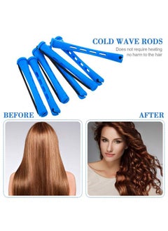 Chuangdi 24 Pieces Hair Perm Rods Cold Wave Rods Plastic Perming Rods Curlers Hair Rollers With Steel Pintail Comb Rat Tail Comb Tools For Hairdressing Styling (0.35 Inches Blue)  - Image 5