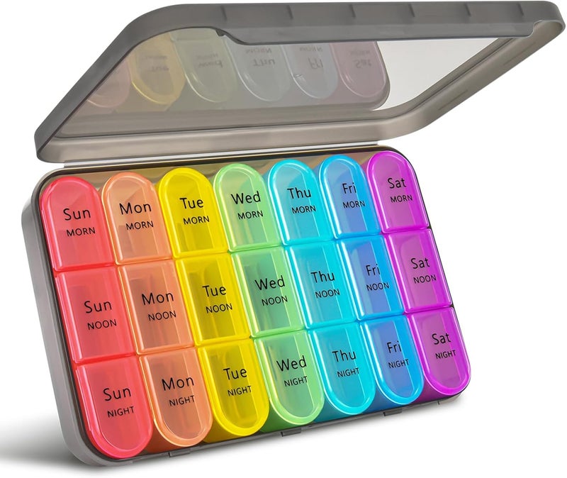 Greencycle greencycle Weekly Pill Organizer 3 Times a Day,7 Day Pill Box Small Compartments, Portable Daily Medicine Planner Dispenser Case, Home & Travel Pill Container for Vitamins, Fish Oil and Supplements 