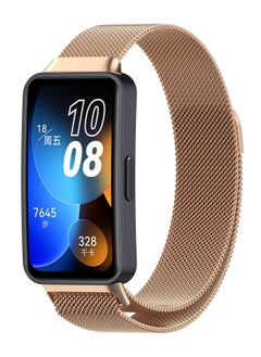 Generic Replacement Band for Huawei Band 8/Honor Band 8 Band Magnetic Stainless Steel Strap Loop Watch Band Sports Straps (Rose Gold)  - Image 1