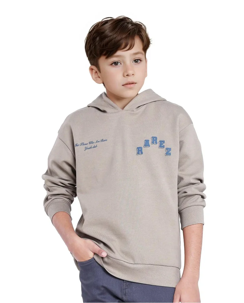 رير ونز Rare Ones Kids Linden Olive Cotton Poly Full Sleeve Hd Print And Towel Embroidered Sweatshirt